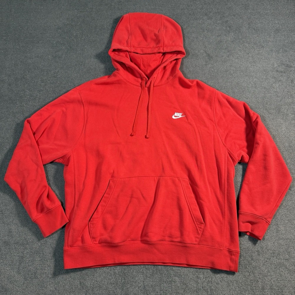 Nike Sportswear Club Fleece Pullover Hoodie Men's Size XLarge Red BV2654